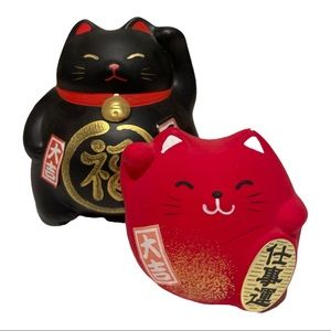 Japanese Kitty Coin Bank Pair